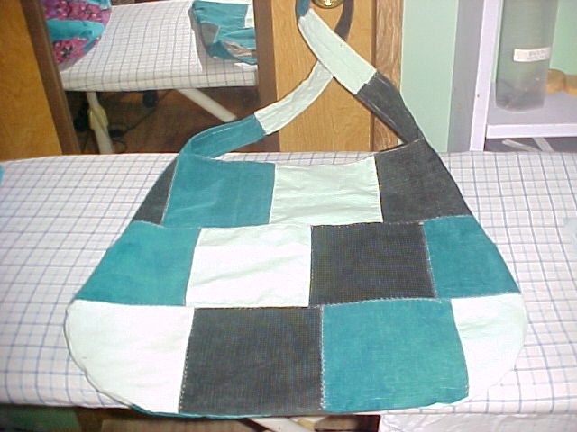 Green Corderoy sling tote